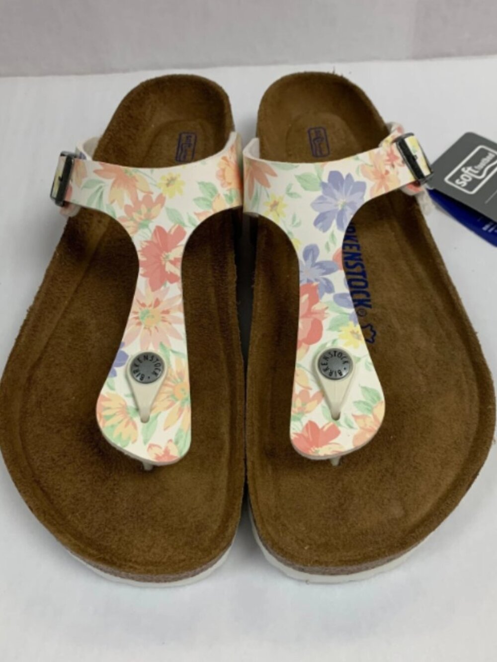 Birkenstock Gizeh SFB Supernatural Flower White Birko-Flor Regular Width Sandals - Picture 1 of 5